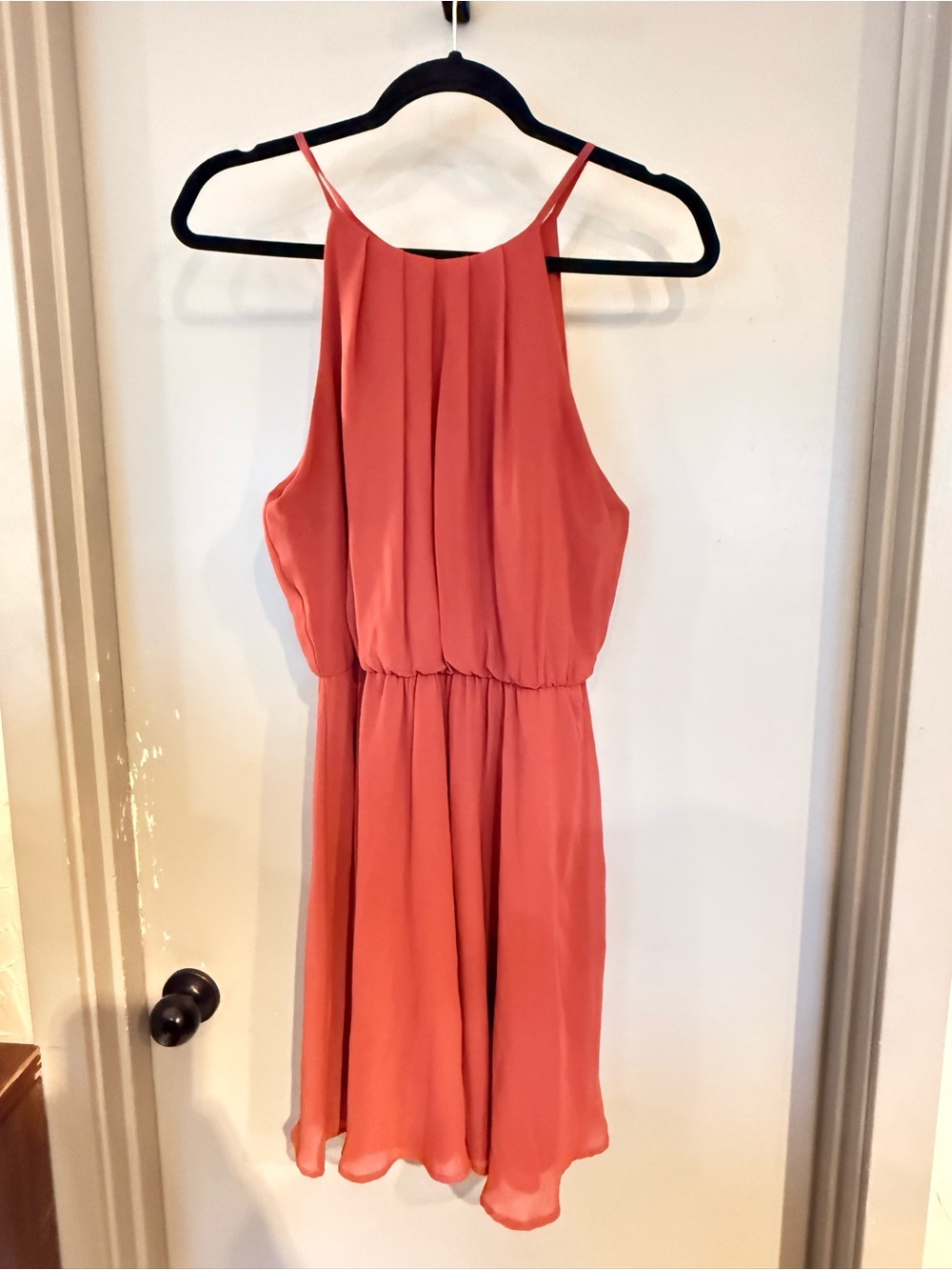 Lush Coral Halter Mini Dress